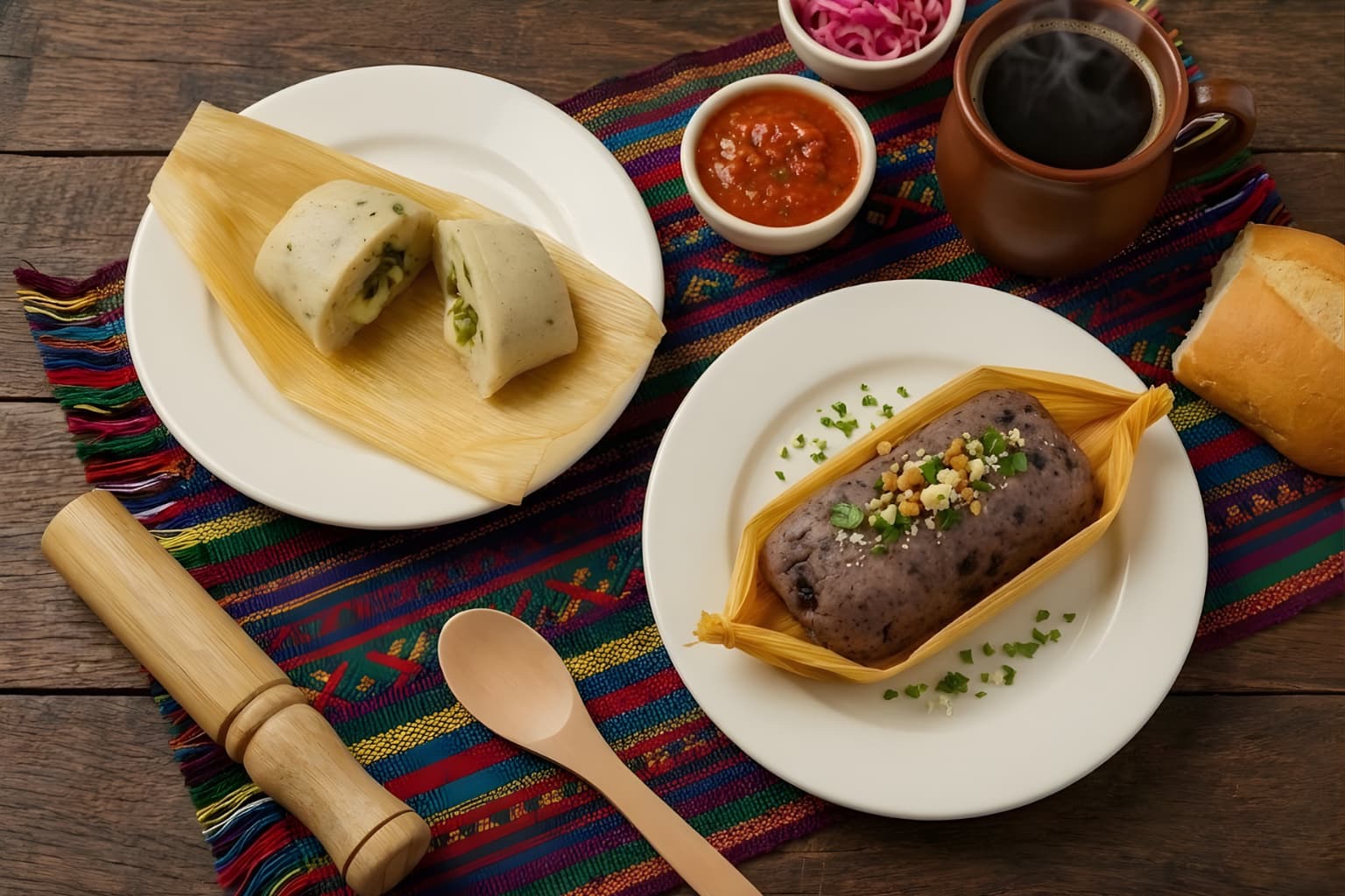 Chuchitos de frijol con chicarron y chuchitos de queso con loroco